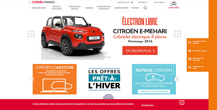 Le site internet de Citroen