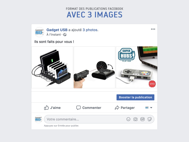 3 images dans une publication Facebook