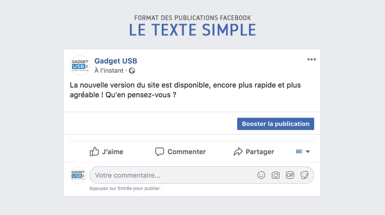 Publications Facebook : le texte simple