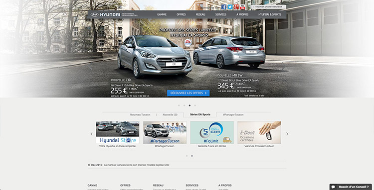 Le site internet de Hyundai