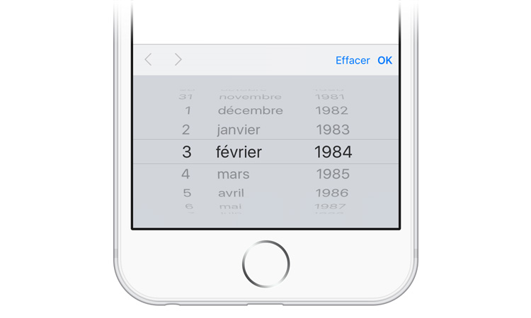 Clavier de date pour l'iPhone