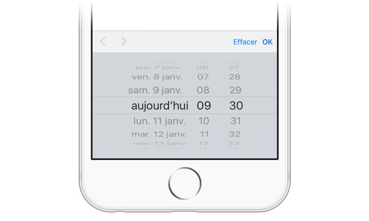 Clavier de datetime-local pour l'iPhone
