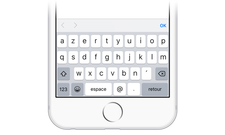 Clavier email pour l'iPhone