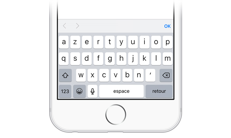 Clavier normal pour l'iPhone