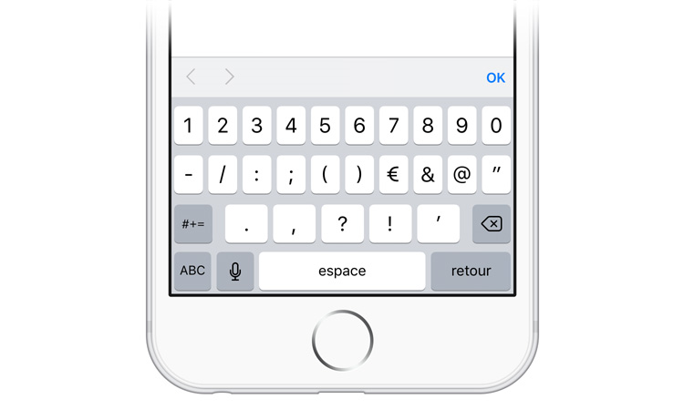 Clavier numérique pour l'iPhone