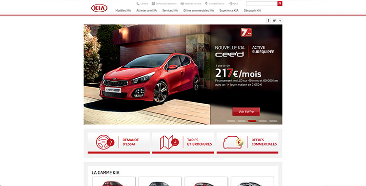 Le site internet de Kia