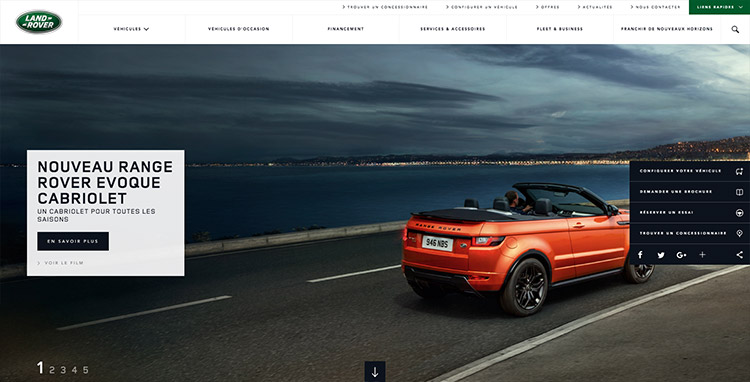 Le site internet de Land Rover