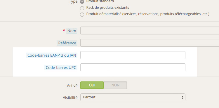 Ajouter le code EAN13, JAN ou UPC à Prestashop
