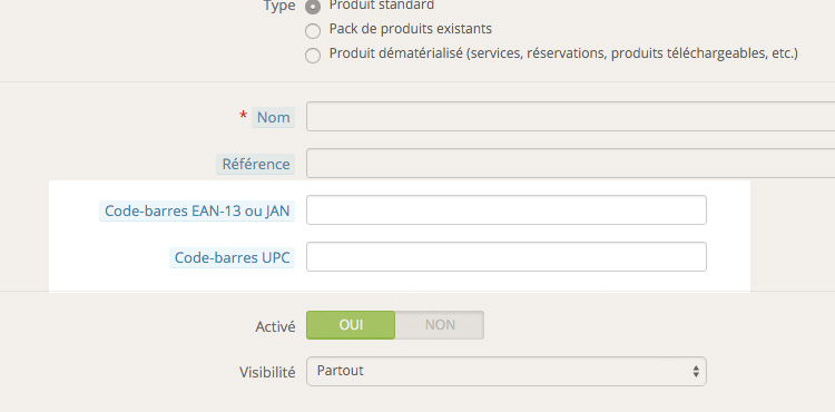 Ajouter le code EAN13, JAN ou UPC à Prestashop