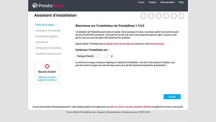 Installation de Prestashop