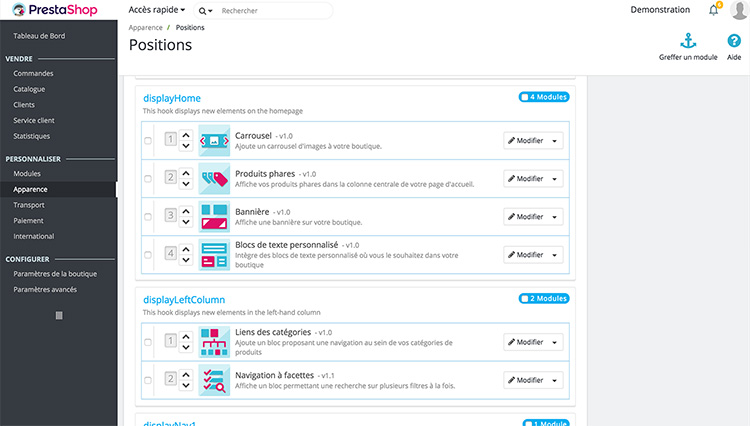 Positions simplifiées dans l'administration