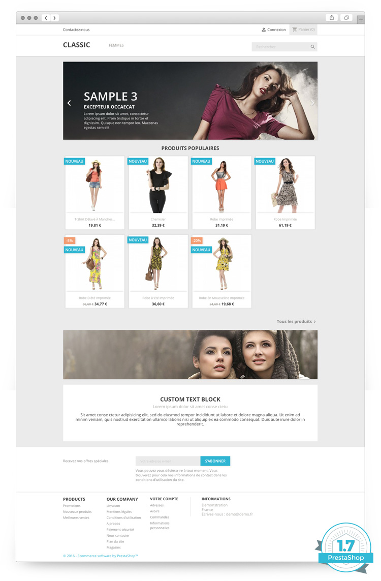 Thème par défaut de Prestashop 1.7