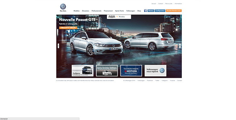 Le site internet de Volkswagen