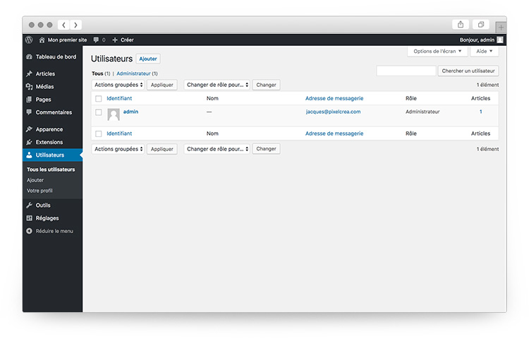 Les utilisateurs et rôles de Wordpress