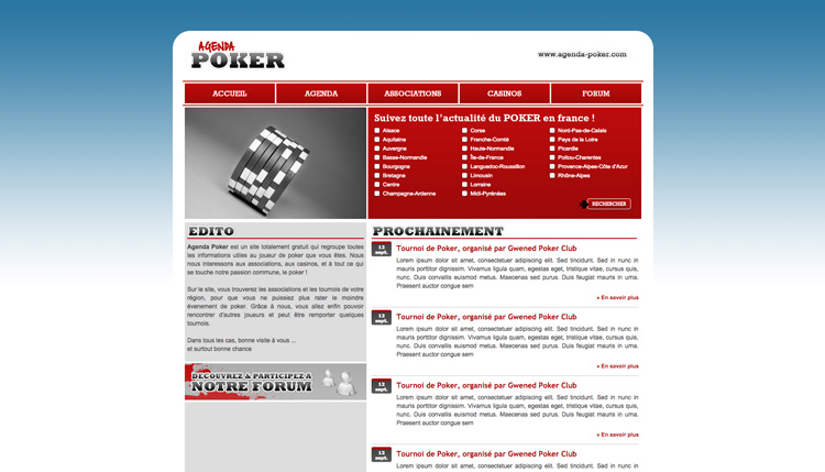 Maquette du site de poker