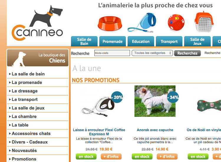 Maquette du site Internet Caninéo