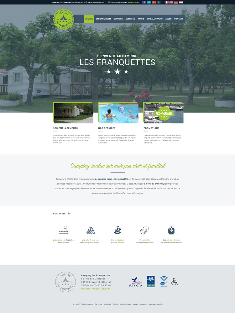 Maquette et webdesign du camping