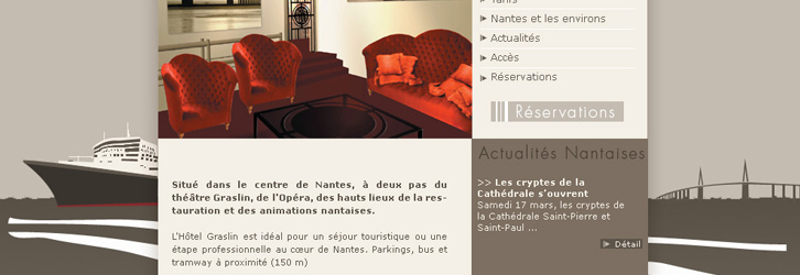 Page du site Hotel Graslin