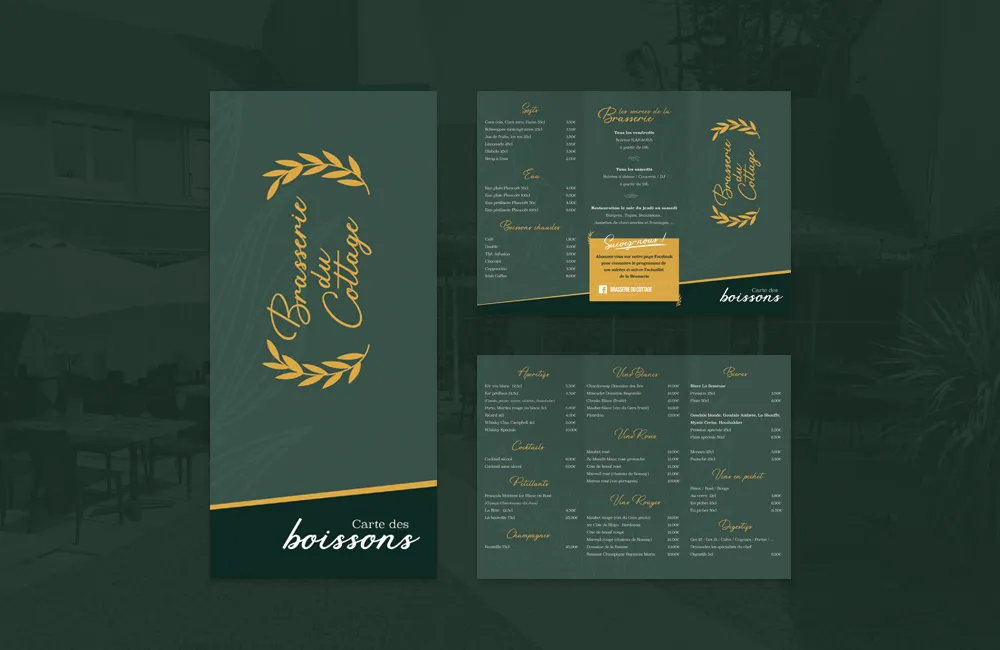 création design de la carte des boissons