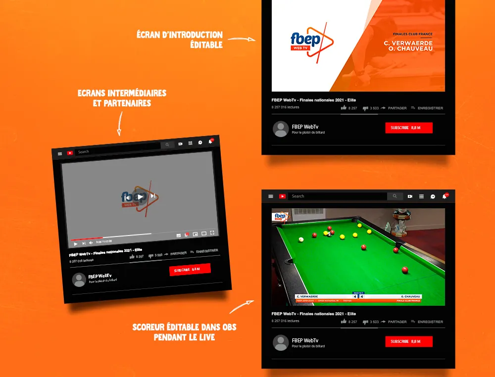 écrans et inserts pour le montage vidéo